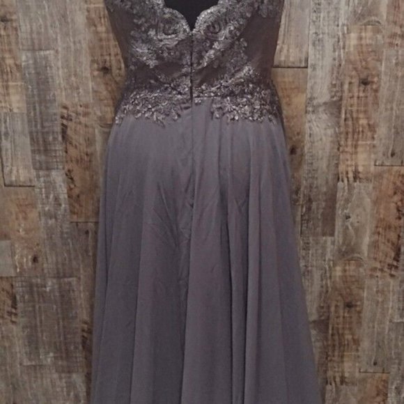 NWT CINDERELLA DIVINE #7258 CHARCOAL GRAY CHIFFON WOMENS EVENING GOWN SZ 2X NEW - Picture 5 of 9